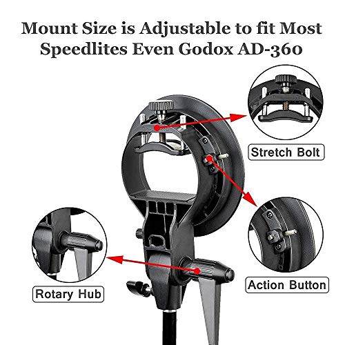 Godox Pro Multifuncional S-Type Soporte Bowens Mount Holder para Speedlite Flash Snoot Softbox