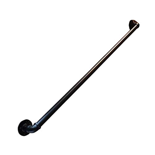 GOHHK 30cm-150cm Riel Barandilla MultifuncióN Opcional Riel Mano Montado En La Pared Tirador Puerta Barra Agarre Barra Toalla Barandilla Hierro Fundido Antiguo - Negro Mate