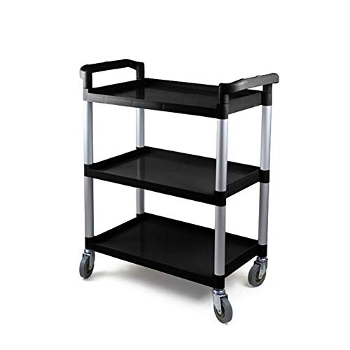 GOHHK Carrito Granpara HosteleríA 3 Niveles Carrito para HosteleríA con Ruedas, Carrito Cocina, Carrito Negro para Platos Comida RáPida, 70 Kg Capacidad, 80 Y 42 Veces Y 96 Cm