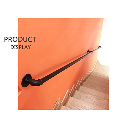 GOHHK Escaleras Barandilla Soporte Puerta Tirador, Barra Apoyo, Barra Toalla, Barandilla Hierro Fundido RúStico Antiguo - Negro Mate, Longitud: 25cm-550cm Opcional