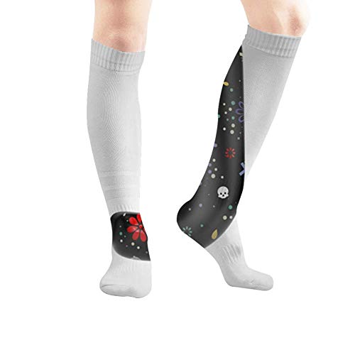 goodsale2019 Santa Muerte Letra J Mayúscula 3 D 3D 19,7 pulgadas Calcetines de compresión Botas altas Medias Manguera larga para caminar Yoga para mujeres Hombre Calcetines de regalo