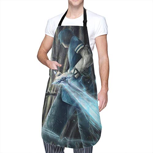 GOOMEMOO Sword Art Online - Delantales impermeables para mujer y hombre, cocina, jardín, hornear, delantal de cocina con 2 bolsillos