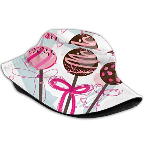 Gorra para el Sol Cake Pops Hearts Bucket Sombrero para el Sol para Hombres Mujeres Protección Gorra de Pescador de Verano Plegable