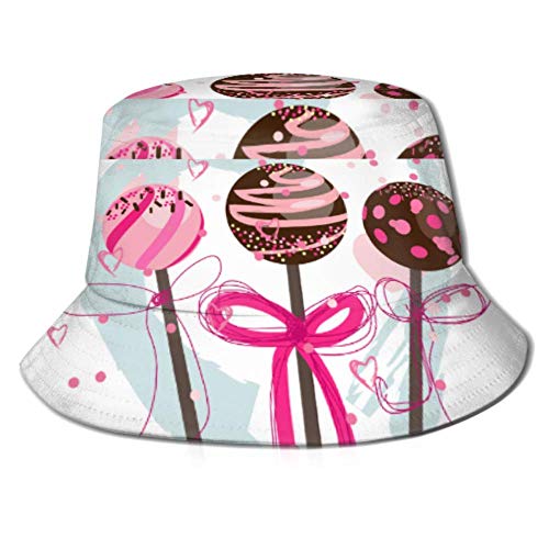 Gorra para el Sol Cake Pops Hearts Bucket Sombrero para el Sol para Hombres Mujeres Protección Gorra de Pescador de Verano Plegable