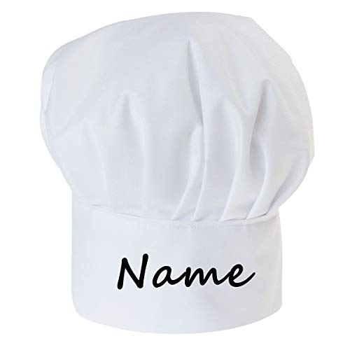 Gorro Cocinero + Delantal de cocina para niños de niño Bebé de Cocina ajustable con velcro Gorro de Chef con nombre/con texto Blanco [099]