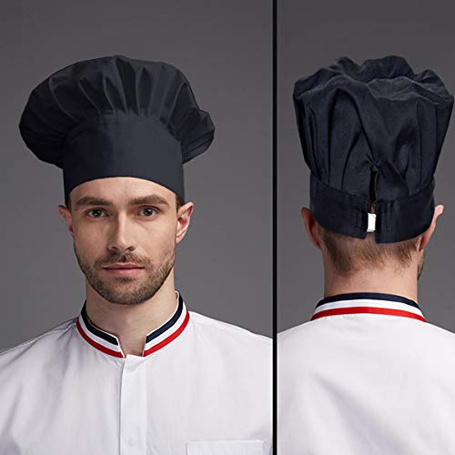 gorro de chef ajustable para adultos con elástico para cocinar, cocinar, cocinar, gorro de chef negro