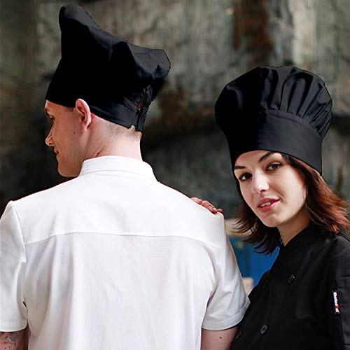 gorro de chef ajustable para adultos con elástico para cocinar, cocinar, cocinar, gorro de chef negro