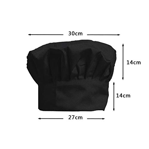 gorro de chef ajustable para adultos con elástico para cocinar, cocinar, cocinar, gorro de chef negro