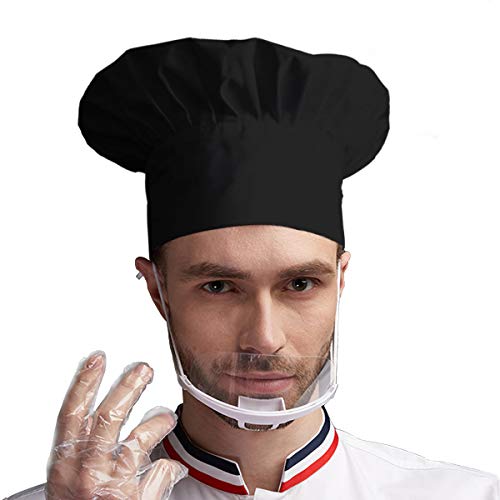 gorro de chef ajustable para adultos con elástico para cocinar, cocinar, cocinar, gorro de chef negro