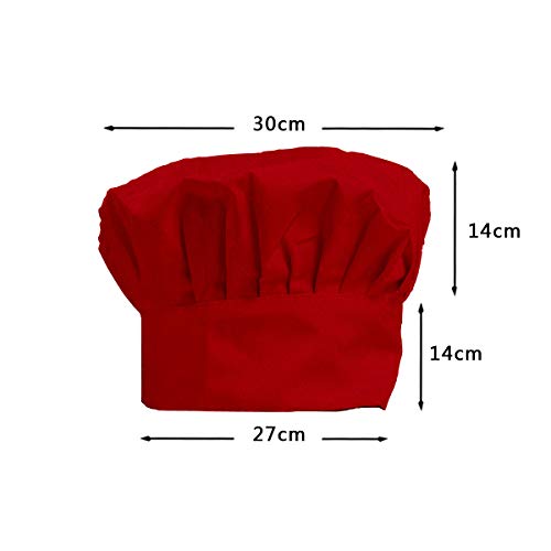 gorro de chef ajustable para adultos con elástico para cocinar, cocinar, cocinar, gorro de chef rosso