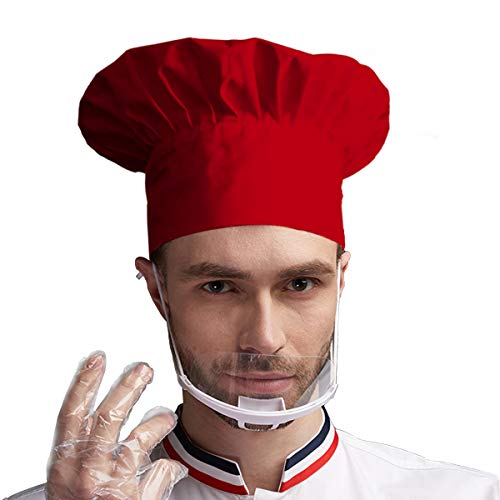 gorro de chef ajustable para adultos con elástico para cocinar, cocinar, cocinar, gorro de chef rosso