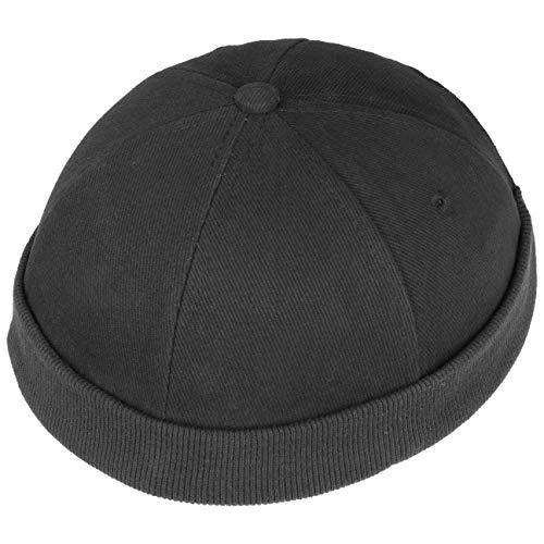 Gorro Docker de Algodón de Hombre | Gorros de algodón 100%| Docker de Talla única (54-61 cm) | con Cierre de Velcro | Gorros portuarios de Negro| para Llevar Durante Todo el año