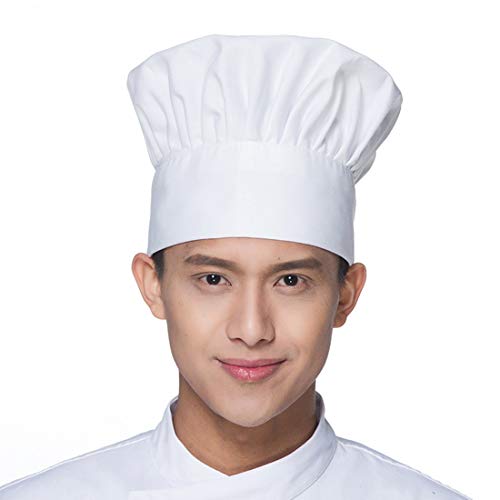 Gorros Cocinero, Set de 3 Gorros Chefs Ajustables, Sombreros de Cocina para Chef para Pastelería y Repostería, Uniformes de Trabajo para Mujeres y Hombres (Blanco)