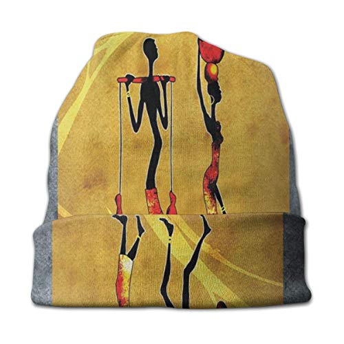 Gorros Unisex Gorros Elementos africanos Suroeste Sombrero de Punto Vintage Cráneo Gorra Invierno Verano Cálido Mujeres Sombreros para Hombre Negro