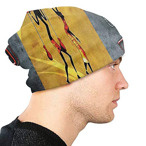 Gorros Unisex Gorros Elementos africanos Suroeste Sombrero de Punto Vintage Cráneo Gorra Invierno Verano Cálido Mujeres Sombreros para Hombre Negro