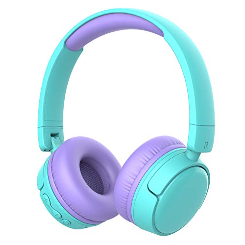 gorsun Auriculares Bluetooth para niños, Auriculares Plegable para niños con 85dB Volumen Limitado, Auriculares Ajustable y Plegable con micrófono-púrpura