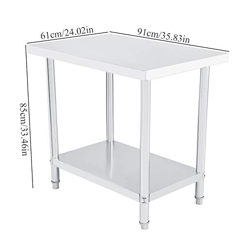 GOTOTOP Mesa Auxiliar de Cocina de Acero Inoxidable Plataforma Mesa de Operaciones Banco de Trabajo Mesa de Cocina 0.6mm