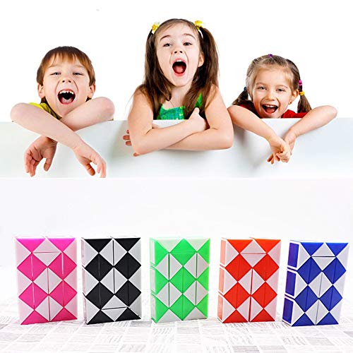 gotyou 15 Piezas 24 Bloques Mini Cubo de Serpiente Magic,Regla Magica de Plastico,Cubos de Juguete de Serpiente,Juguetes Educativos para Niños(Color Aleatorio)