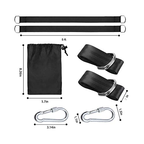 gotyou Hamaca Correas árbol Colgante, Cuerdas Multifunciones Suspensión,Carga máxima 800KG,Negro de 150cm*5cm,para Hamacas，Columpios, Enviar Bolsa De Almacenamiento.