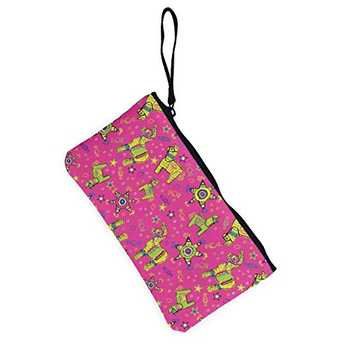 Gpedadf13 Unisex Coin Pouch Festive Pink Pinata Canvas MonederoCellphone Bolsa de Tarjeta with Handle and Zipper