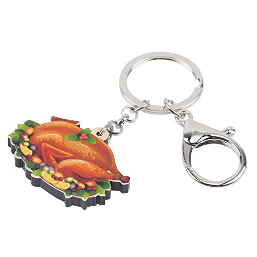 GPZEDCDB Llaveros Llaves Acrílico Acción de Gracias Pavo Asado Pollo Llaveros Llaveros Bolsa de Coche Monedero Decoración Llaveros para niñas Hombres Regalo con Encanto