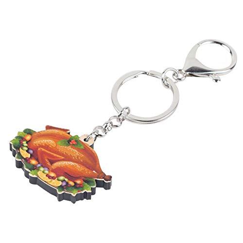 GPZEDCDB Llaveros Llaves Acrílico Acción de Gracias Pavo Asado Pollo Llaveros Llaveros Bolsa de Coche Monedero Decoración Llaveros para niñas Hombres Regalo con Encanto