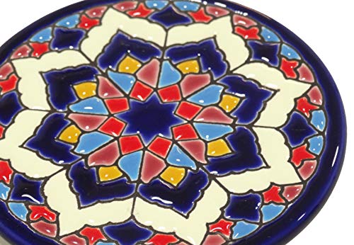 Grabado y Cerámica Española Platos Decorativos para Pared, Pintados a Mano con la técnica de la Cuerda Seca. Cerámica Andaluza 11 CM 51101