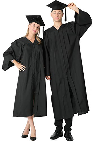 GraduationMall Toga y Birrete Graduacion Adulto 2020 con Borla Gorro Graduacion Unisex para Bacholr de Secundaria y Universidad Negro