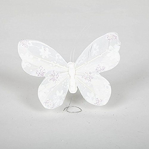 Grande color blanco brillante con mariposas – Juego de 12 de boda decoración