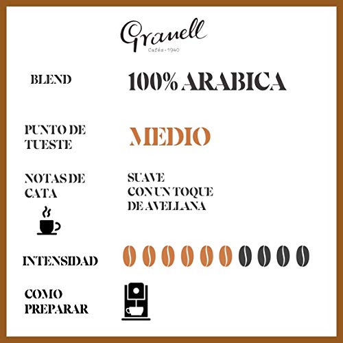 Granell Cafes-1940 Granell - Aromas - Espresso Avellana | Capsulas Compatibles Nespresso 100% Café Arabica - 10 Cápsulas De Café Compostables 50 g