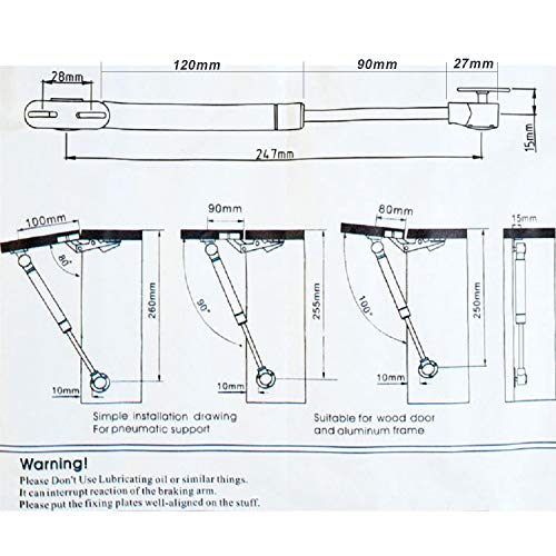 GRASSHOPPER 80N Hidraulico Amortiguador de Gas 85362 Resorte de Compresión para Puertas Armario Muelle Piston de Gas Para Muebles de Cocina Elevación Neumática Potencia Paquete de 4