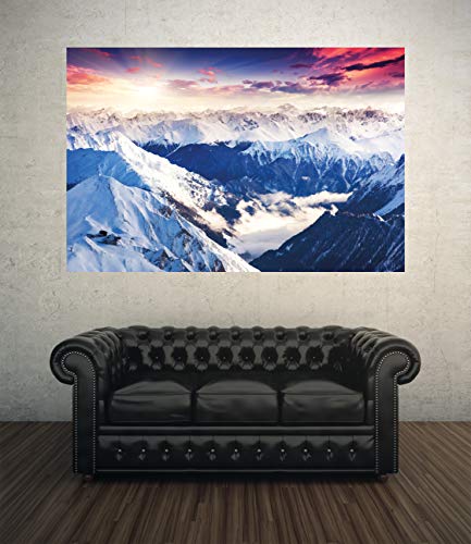 GREAT ART Foto Mural Imagen Panoramica de los Alpes Diseno Montana Natural 210 x 140 cm - Papel Pintado 5 Piezas incluye Pasta para pegar