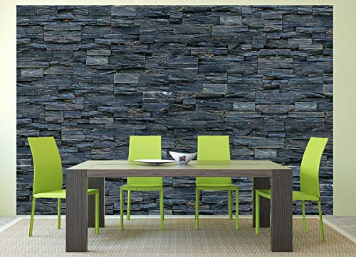 GREAT ART Mural De Pared – Pared De Piedra Negra – Mural De Piedra Pared Natural Decorativo De Diseño Industrial Recubrimiento De Paredes Motivo Foto Tapiz Y Decoración (336 x 238 cm)