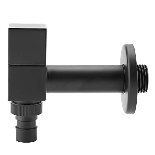 Grifo de agua fría con mango cuadrado de cobre negro para lavadora, lavabo lavabo grifo de pared para la colada grifo de agua fría con burbuja integrada para baño y cocina G1/2 Thread