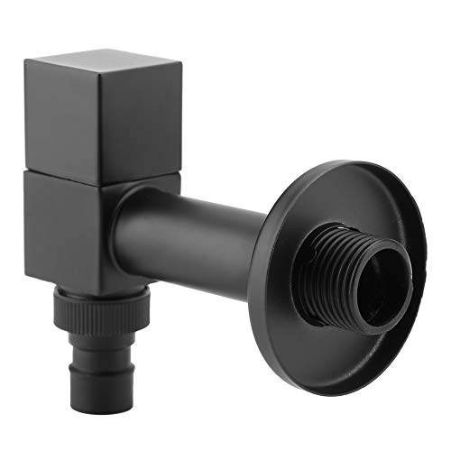 Grifo de agua fría con mango cuadrado de cobre negro para lavadora, lavabo lavabo grifo de pared para la colada grifo de agua fría con burbuja integrada para baño y cocina G1/2 Thread