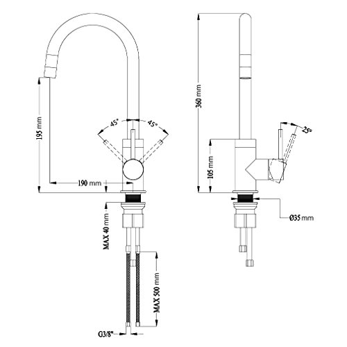 Grifo de cocina con función ducha de ubeegol, de latón cromado, extensible, gira 360º (para fregadero)