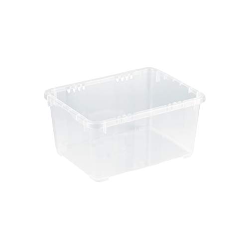 Grizzly 12 x Caja de Almacenaje con Tapa de 1,7 L - Cajón de Plástico Transparente Apilable - Caja Multiusos Organizador de Armarios para Ordenación de Ropa