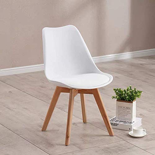 GroBKau Juego de 4 Sillas de Comedor Tulip, Sillas de Comedor Tapizadas, Asiento Acolchado Suave, Respaldo Ergonómico (Blanco)