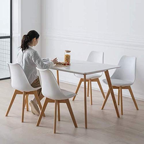 GroBKau Juego de 4 Sillas de Comedor Tulip, Sillas de Comedor Tapizadas, Asiento Acolchado Suave, Respaldo Ergonómico (Blanco)