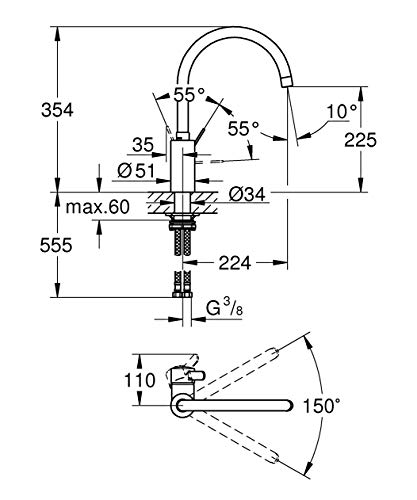 Grohe 32843DC2 32843DC2-Grifo de baño, Supersteel, Modelo nuevo