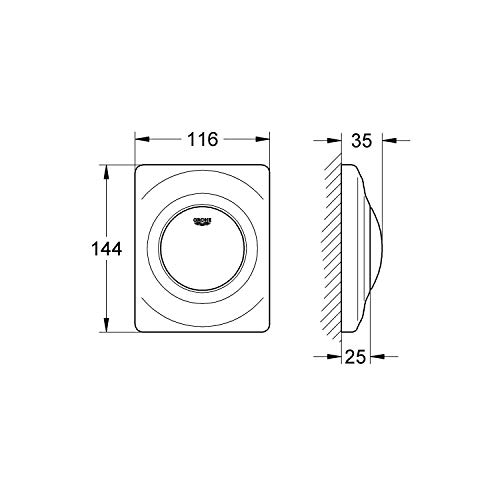 Grohe 38808SH0 38808SH0-Pulsador para Fluxor Urinario Empotrado, Blanco, 116x144mm