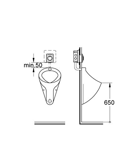 Grohe 38808SH0 38808SH0-Pulsador para Fluxor Urinario Empotrado, Blanco, 116x144mm