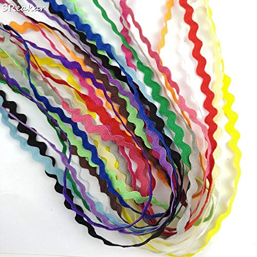 Grosgrain Ribbon Poliéster Ric Rac Zig Zag Wave Ribbons Encaje DIY Material hecho a mano para decoración Fabricación artesanal 5 mm Color mezclado, Color mezclado