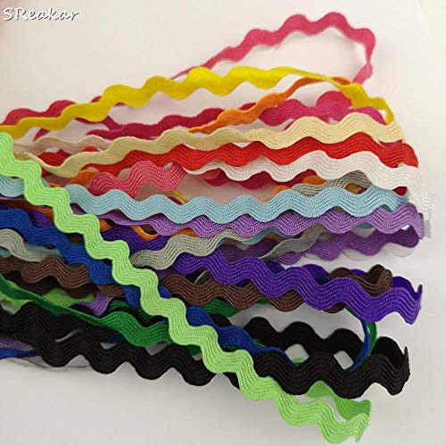 Grosgrain Ribbon Poliéster Ric Rac Zig Zag Wave Ribbons Encaje DIY Material hecho a mano para decoración Fabricación artesanal 5 mm Color mezclado, Color mezclado