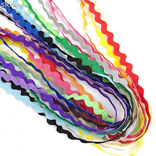 Grosgrain Ribbon Poliéster Ric Rac Zig Zag Wave Ribbons Encaje DIY Material hecho a mano para decoración Fabricación artesanal 5 mm Color mezclado, Color mezclado