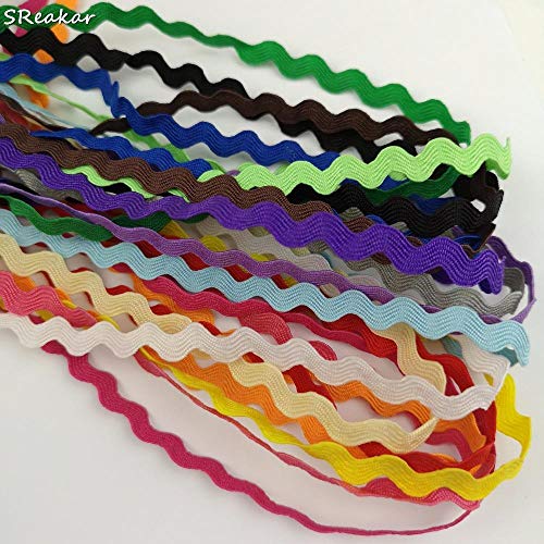 Grosgrain Ribbon Poliéster Ric Rac Zig Zag Wave Ribbons Encaje DIY Material hecho a mano para decoración Fabricación artesanal 5 mm Color mezclado, Color mezclado