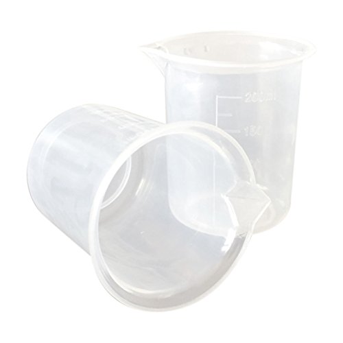 Growment Cocina Laboratorio Graduado Vaso Espesan la Taza medidora de plastico Transparente con Tapa jarro 200mL 2unids de medicion