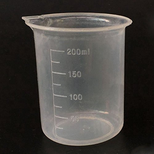 Growment Cocina Laboratorio Graduado Vaso Espesan la Taza medidora de plastico Transparente con Tapa jarro 200mL 2unids de medicion