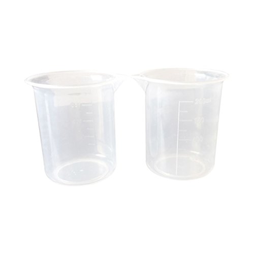 Growment Cocina Laboratorio Graduado Vaso Espesan la Taza medidora de plastico Transparente con Tapa jarro 200mL 2unids de medicion