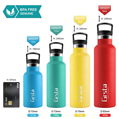 Grsta Botella Agua Acero Inoxidable - Termo para Agua Fria 750ml/Verde Oscuro Botella Termica sin BPA Aislamiento de Vacío de Doble Pared Reutilizable para Niños, Colegio, Sport, Familia